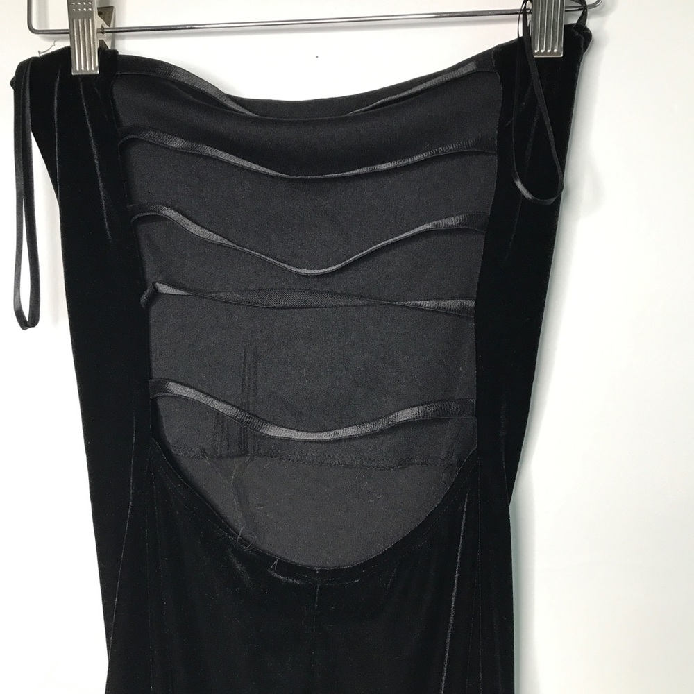 VTG CHARLOTTE RUSSE WOMENS DRESS BLACK VELVET STRETCH XS - Picture 6 of 11